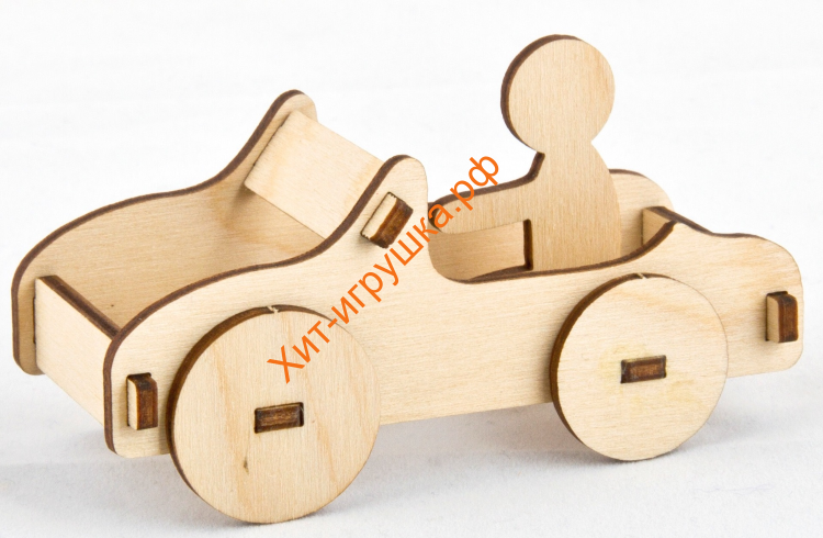 Конструктор деревянный мини "Гоночный автомобиль" 12 дет. 01634